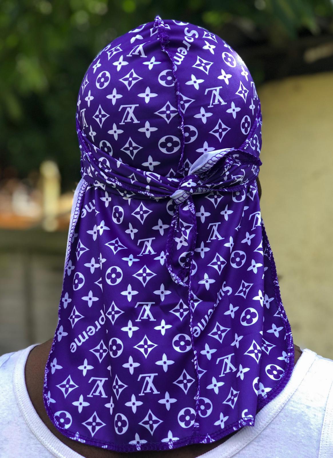 DESIGNER “PURPLE WHITE LV X SUPREME” DURAG